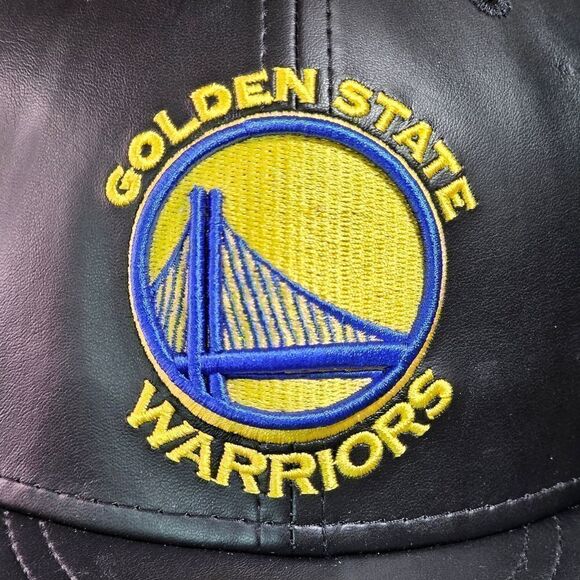 New Era Golden State Warriors Leather Hat Cap Black Yellow 59FIFTY 7 1/8 Curry - Picture 3 of 14